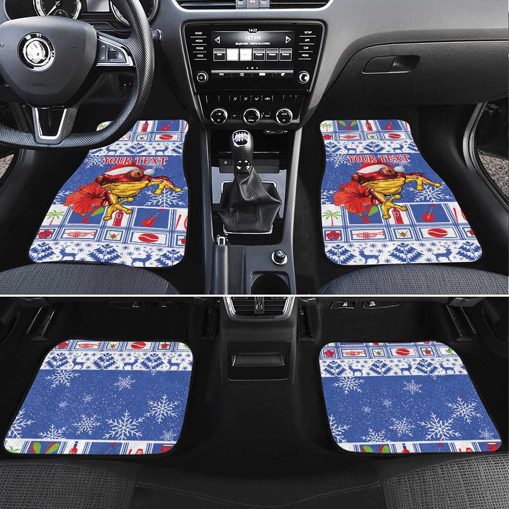 Personalized Puerto Rico Christmas Car Mats Coqui With Red Maga Flower - Wonder Print Shop