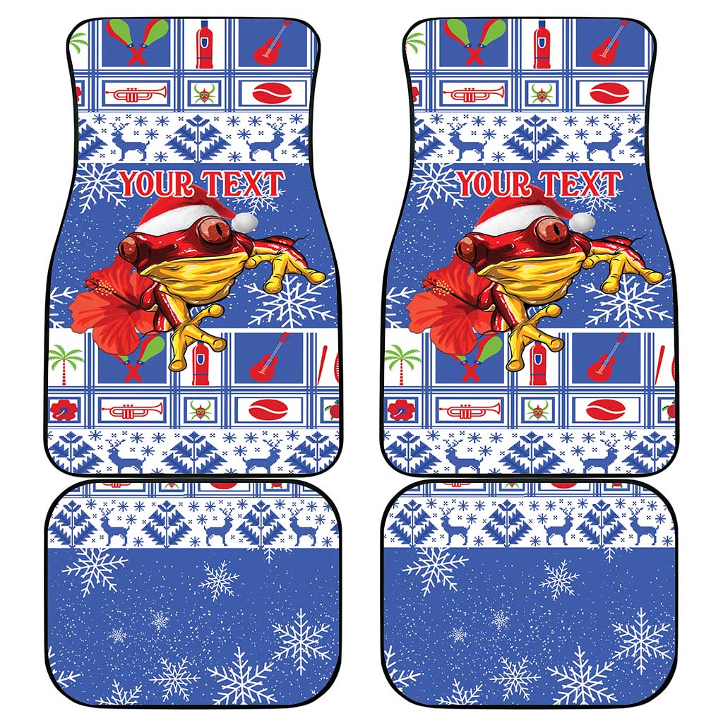 Personalized Puerto Rico Christmas Car Mats Coqui With Red Maga Flower - Wonder Print Shop