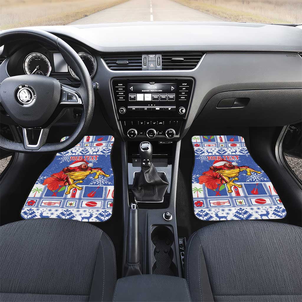 Personalized Puerto Rico Christmas Car Mats Coqui With Red Maga Flower - Wonder Print Shop