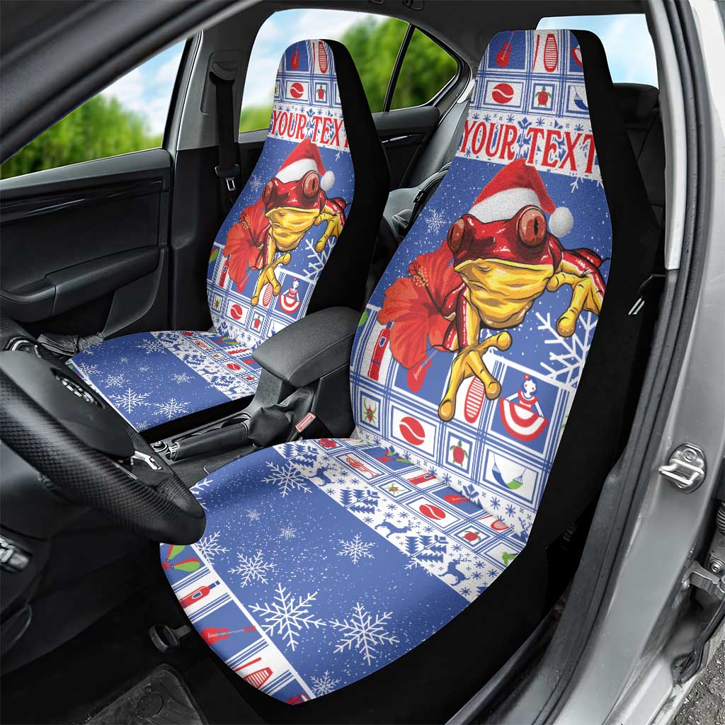Personalized Puerto Rico Christmas Car Seat Cover Coqui With Red Maga Flower - Wonder Print Shop