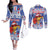 Personalized Puerto Rico Christmas Couples Matching Off The Shoulder Long Sleeve Dress and Long Sleeve Button Shirt Coqui With Red Maga Flower