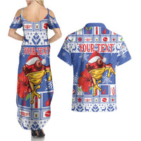 Personalized Puerto Rico Christmas Couples Matching Summer Maxi Dress and Hawaiian Shirt Coqui With Red Maga Flower - Wonder Print Shop