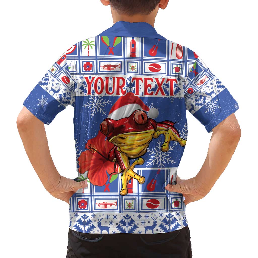 Personalized Puerto Rico Christmas Family Matching Long Sleeve Bodycon Dress and Hawaiian Shirt Coqui With Red Maga Flower - Wonder Print Shop