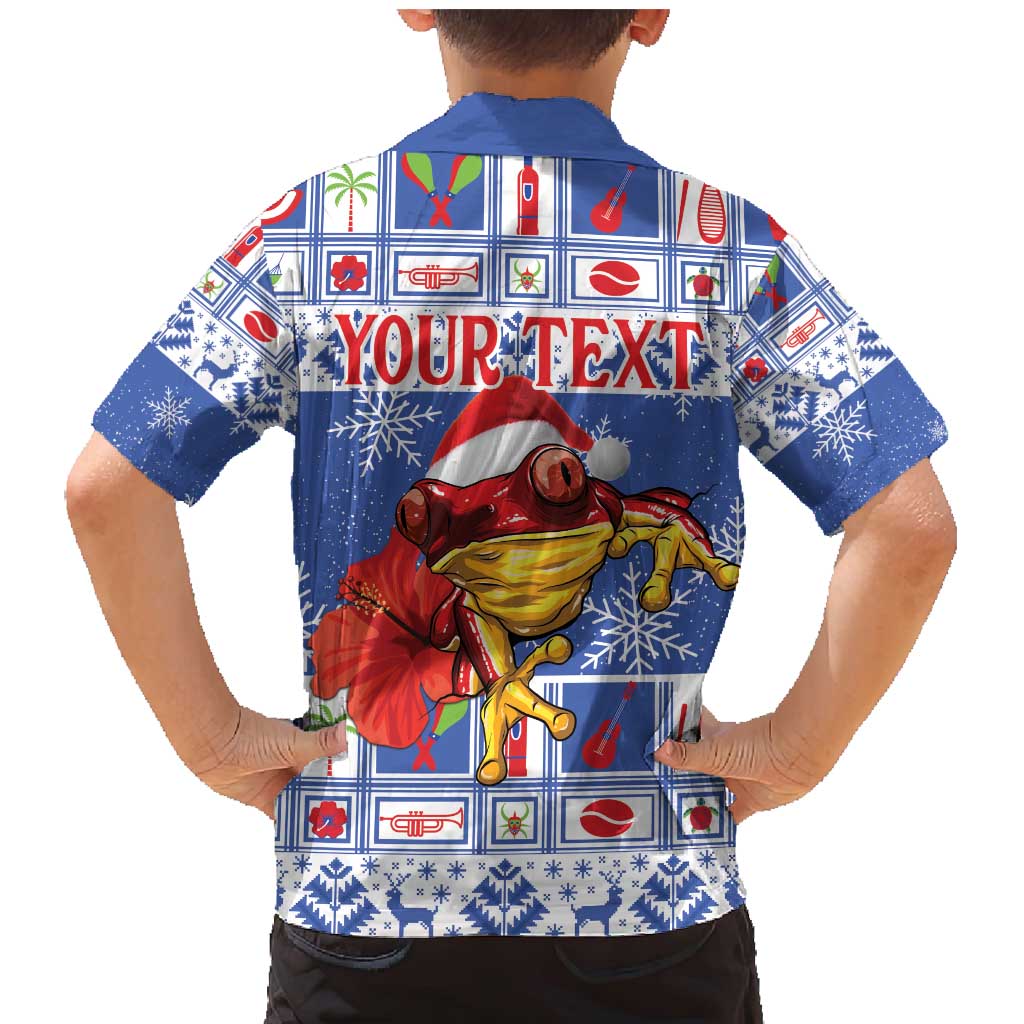 Personalized Puerto Rico Christmas Family Matching Mermaid Dress and Hawaiian Shirt Coqui With Red Maga Flower - Wonder Print Shop