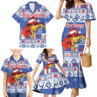 Personalized Puerto Rico Christmas Family Matching Mermaid Dress and Hawaiian Shirt Coqui With Red Maga Flower - Wonder Print Shop