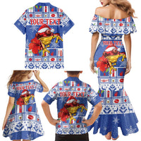 Personalized Puerto Rico Christmas Family Matching Mermaid Dress and Hawaiian Shirt Coqui With Red Maga Flower - Wonder Print Shop