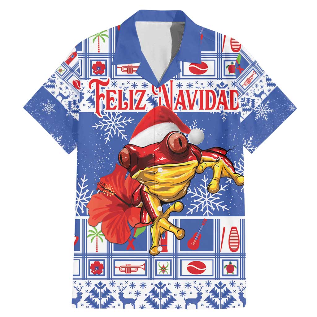 Personalized Puerto Rico Christmas Family Matching Mermaid Dress and Hawaiian Shirt Coqui With Red Maga Flower - Wonder Print Shop