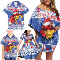 Personalized Puerto Rico Christmas Family Matching Off Shoulder Short Dress and Hawaiian Shirt Coqui With Red Maga Flower - Wonder Print Shop