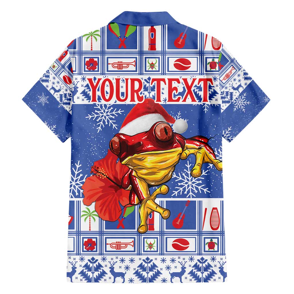 Personalized Puerto Rico Christmas Family Matching Off Shoulder Short Dress and Hawaiian Shirt Coqui With Red Maga Flower - Wonder Print Shop