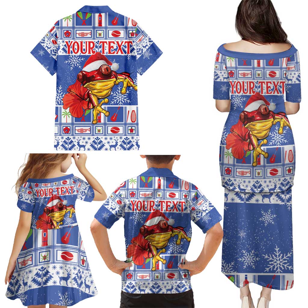 Personalized Puerto Rico Christmas Family Matching Puletasi and Hawaiian Shirt Coqui With Red Maga Flower - Wonder Print Shop