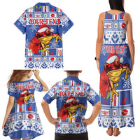 Personalized Puerto Rico Christmas Family Matching Tank Maxi Dress and Hawaiian Shirt Coqui With Red Maga Flower - Wonder Print Shop