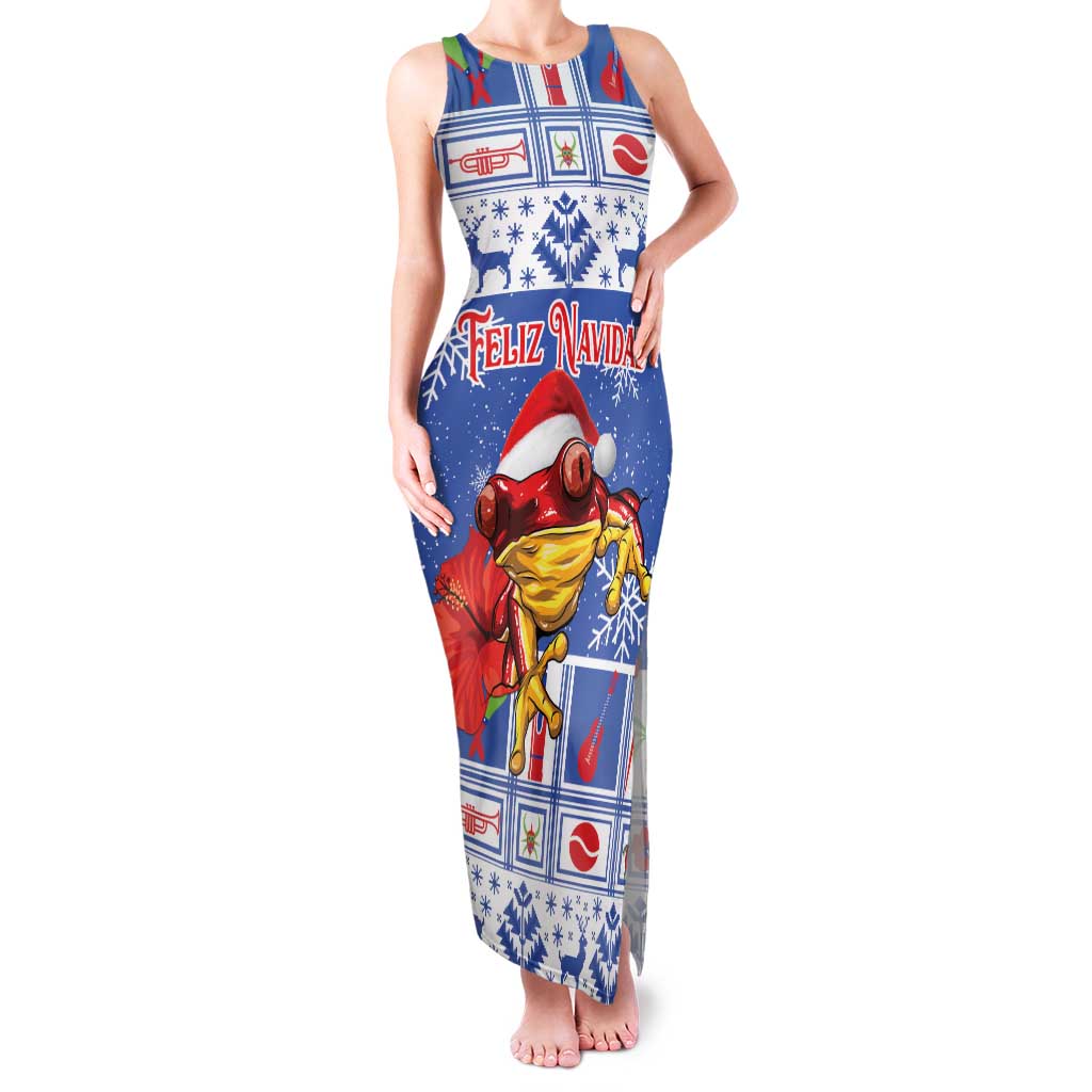 Personalized Puerto Rico Christmas Family Matching Tank Maxi Dress and Hawaiian Shirt Coqui With Red Maga Flower - Wonder Print Shop