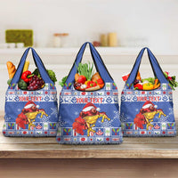 Personalized Puerto Rico Christmas Grocery Bag Coqui With Red Maga Flower