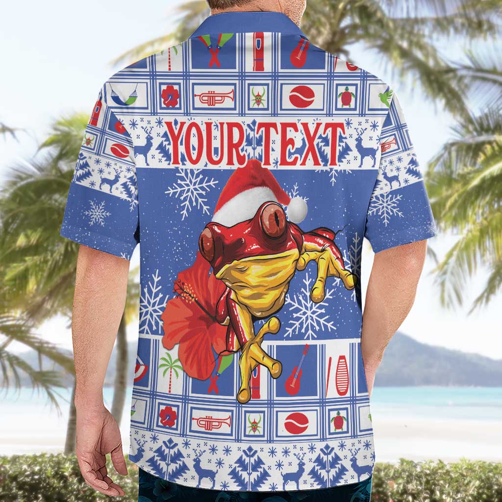 Personalized Puerto Rico Christmas Hawaiian Shirt Coqui With Red Maga Flower - Wonder Print Shop