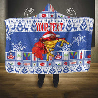 Personalized Puerto Rico Christmas Hooded Blanket Coqui With Red Maga Flower