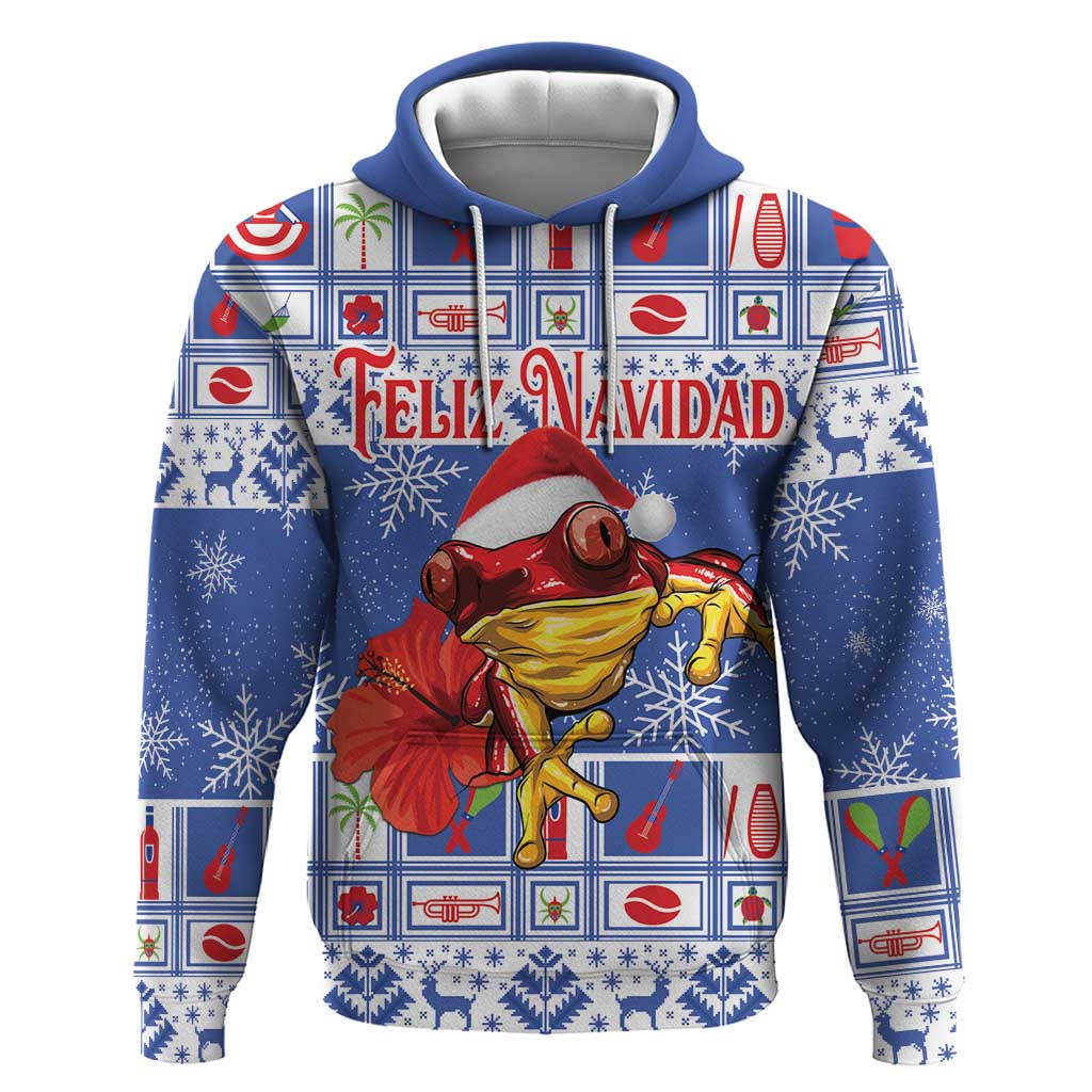 Personalized Puerto Rico Christmas Hoodie Coqui With Red Maga Flower - Wonder Print Shop