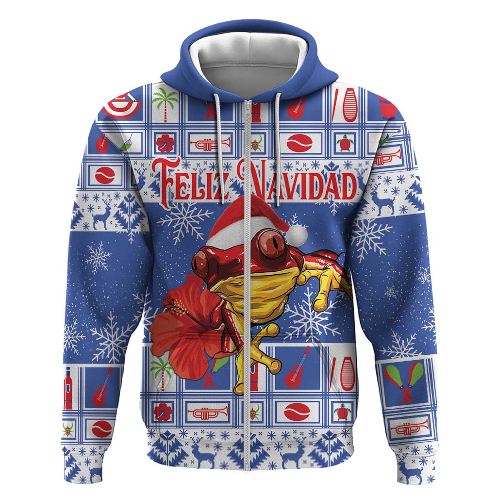 Personalized Puerto Rico Christmas Hoodie Coqui With Red Maga Flower - Wonder Print Shop