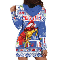 Personalized Puerto Rico Christmas Hoodie Dress Coqui With Red Maga Flower - Wonder Print Shop