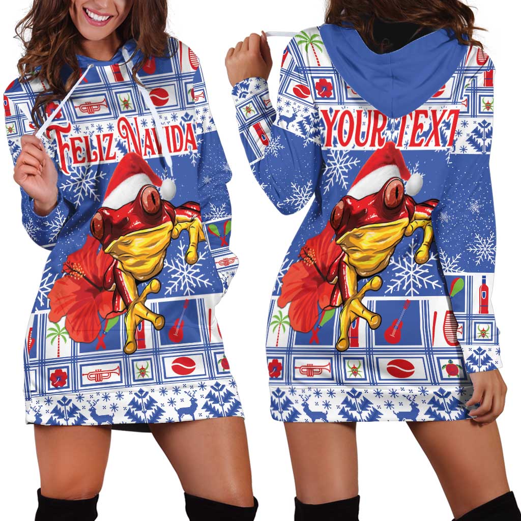 Personalized Puerto Rico Christmas Hoodie Dress Coqui With Red Maga Flower - Wonder Print Shop