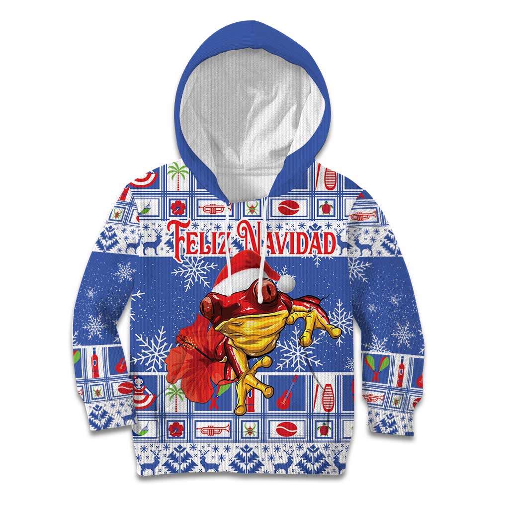 Personalized Puerto Rico Christmas Kid Hoodie Coqui With Red Maga Flower - Wonder Print Shop