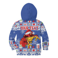 Personalized Puerto Rico Christmas Kid Hoodie Coqui With Red Maga Flower - Wonder Print Shop
