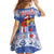 Personalized Puerto Rico Christmas Kid Short Sleeve Dress Coqui With Red Maga Flower - Wonder Print Shop