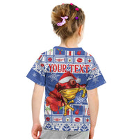 Personalized Puerto Rico Christmas Kid T Shirt Coqui With Red Maga Flower - Wonder Print Shop