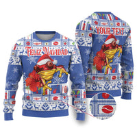 Personalized Puerto Rico Christmas Ugly Christmas Sweater Coqui With Red Maga Flower - Wonder Print Shop