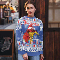 Personalized Puerto Rico Christmas Ugly Christmas Sweater Coqui With Red Maga Flower - Wonder Print Shop