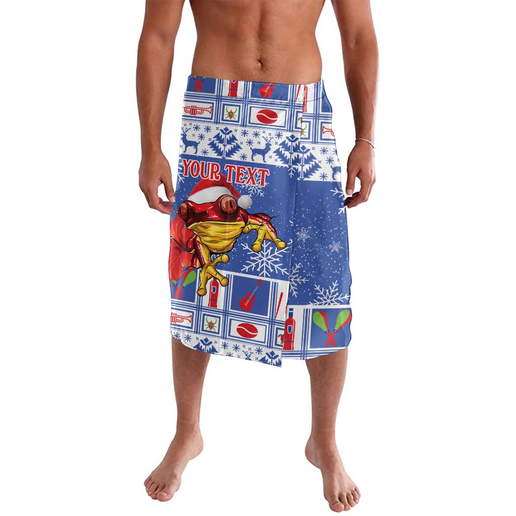 Personalized Puerto Rico Christmas Lavalava Coqui With Red Maga Flower - Wonder Print Shop