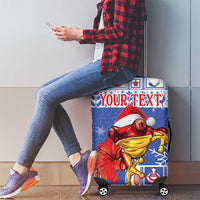 Personalized Puerto Rico Christmas Luggage Cover Coqui With Red Maga Flower - Wonder Print Shop