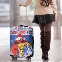 Personalized Puerto Rico Christmas Luggage Cover Coqui With Red Maga Flower - Wonder Print Shop