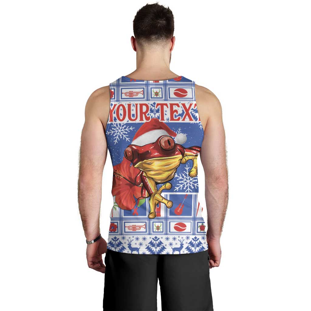 Personalized Puerto Rico Christmas Men Tank Top Coqui With Red Maga Flower - Wonder Print Shop
