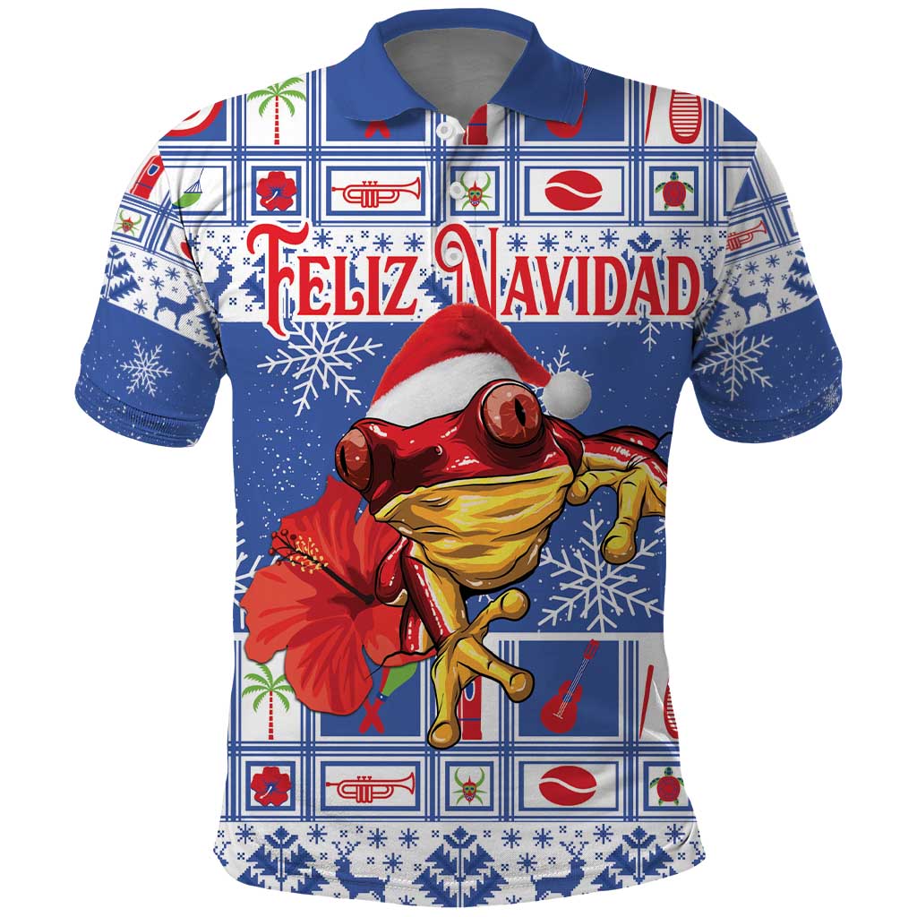 Personalized Puerto Rico Christmas Polo Shirt Coqui With Red Maga Flower - Wonder Print Shop