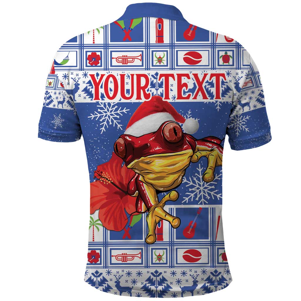 Personalized Puerto Rico Christmas Polo Shirt Coqui With Red Maga Flower - Wonder Print Shop