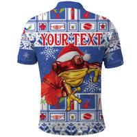 Personalized Puerto Rico Christmas Polo Shirt Coqui With Red Maga Flower - Wonder Print Shop