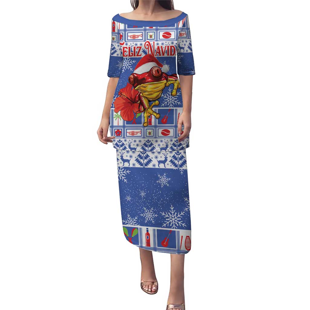 Personalized Puerto Rico Christmas Puletasi Coqui With Red Maga Flower - Wonder Print Shop