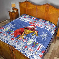 Personalized Puerto Rico Christmas Quilt Coqui With Red Maga Flower - Wonder Print Shop