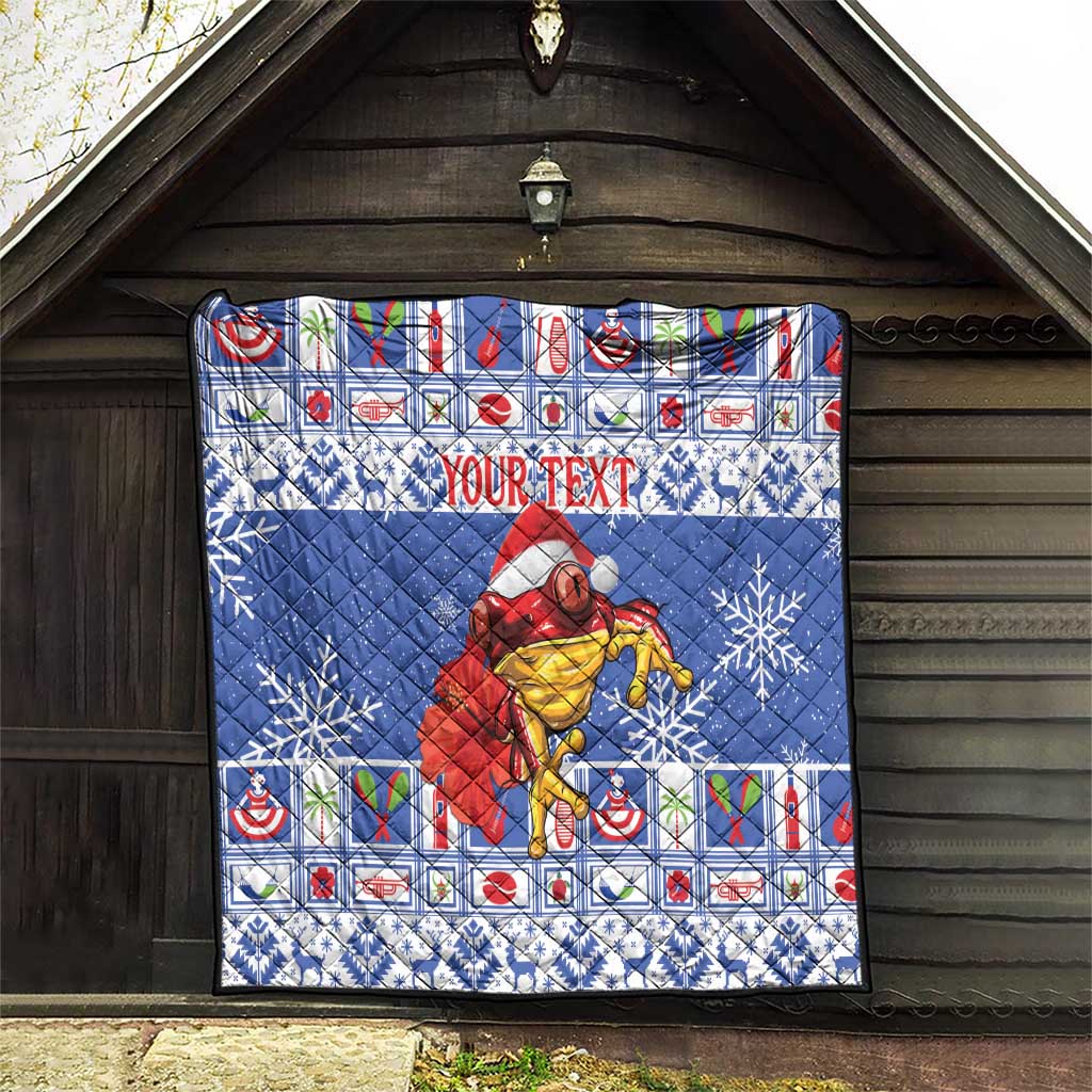 Personalized Puerto Rico Christmas Quilt Coqui With Red Maga Flower - Wonder Print Shop