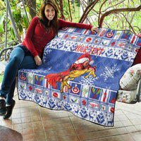 Personalized Puerto Rico Christmas Quilt Coqui With Red Maga Flower - Wonder Print Shop