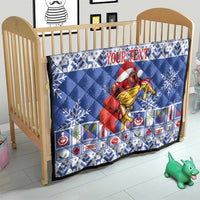 Personalized Puerto Rico Christmas Quilt Coqui With Red Maga Flower - Wonder Print Shop