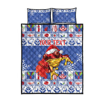 Personalized Puerto Rico Christmas Quilt Bed Set Coqui With Red Maga Flower - Wonder Print Shop
