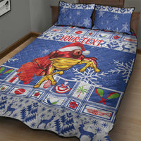 Personalized Puerto Rico Christmas Quilt Bed Set Coqui With Red Maga Flower - Wonder Print Shop