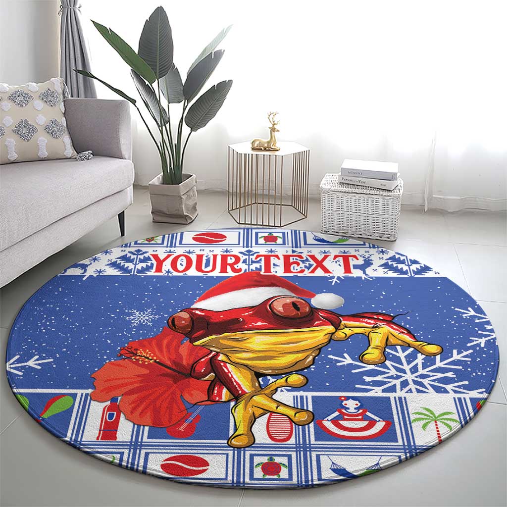 Personalized Puerto Rico Christmas Round Carpet Coqui With Red Maga Flower