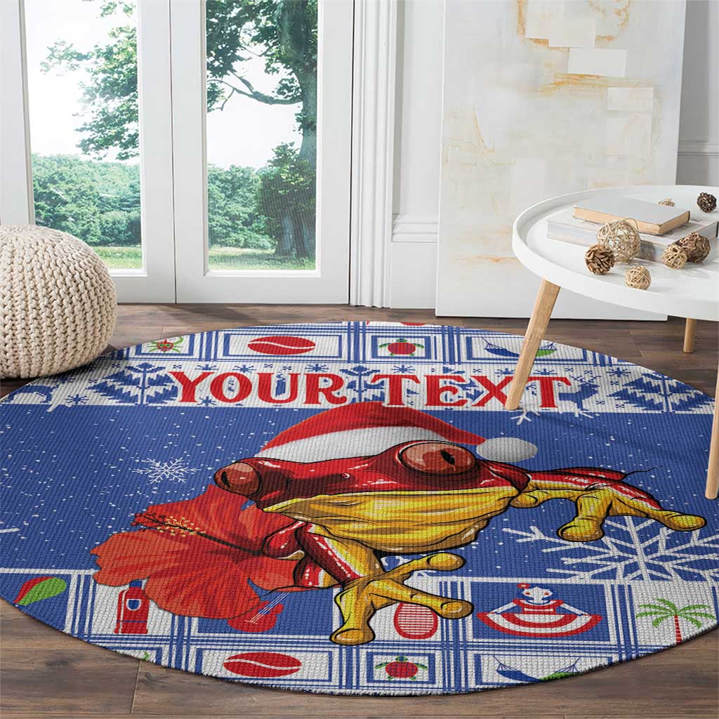 Personalized Puerto Rico Christmas Round Carpet Coqui With Red Maga Flower