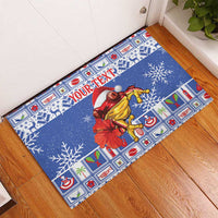 Personalized Puerto Rico Christmas Rubber Doormat Coqui With Red Maga Flower - Wonder Print Shop