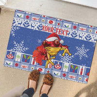 Personalized Puerto Rico Christmas Rubber Doormat Coqui With Red Maga Flower - Wonder Print Shop