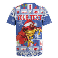 Personalized Puerto Rico Christmas Rugby Jersey Coqui With Red Maga Flower - Wonder Print Shop