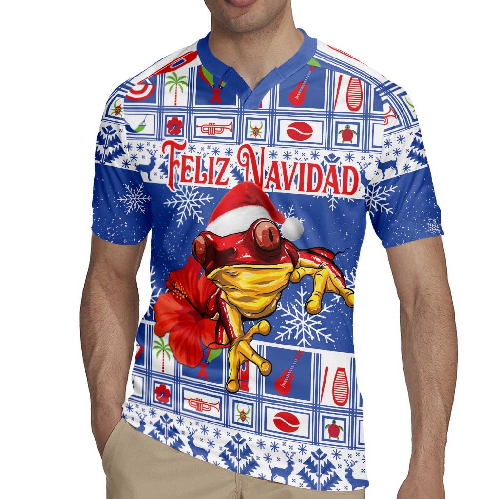 Personalized Puerto Rico Christmas Rugby Jersey Coqui With Red Maga Flower - Wonder Print Shop