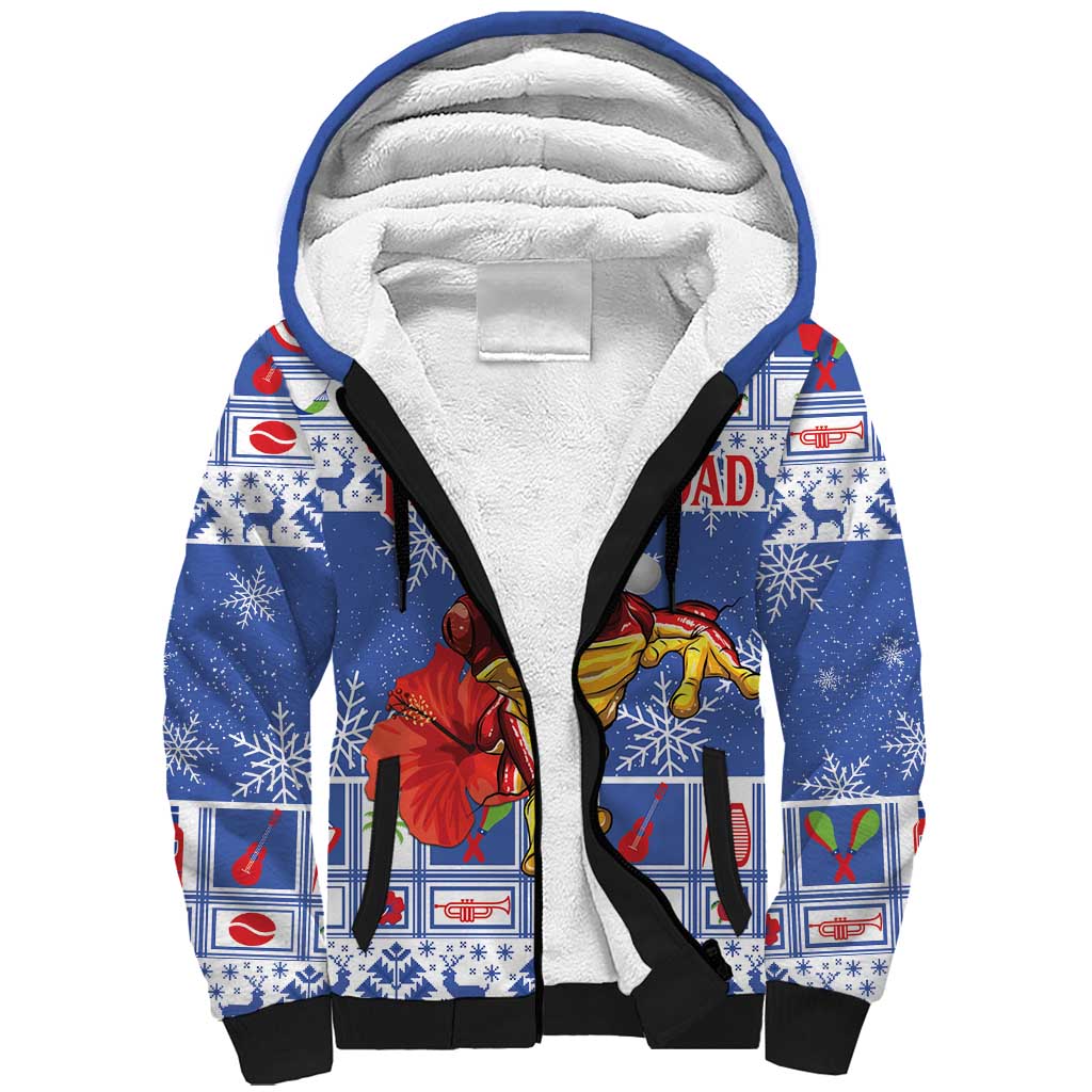 Personalized Puerto Rico Christmas Sherpa Hoodie Coqui With Red Maga Flower - Wonder Print Shop